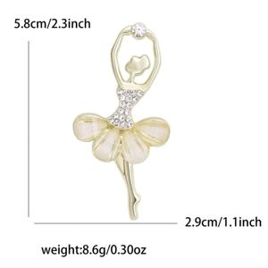 Elegant Gold and White Ballerina Brooch
